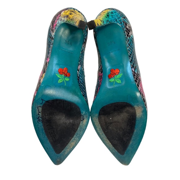 Y2K FREE LANCE Leather Multicolor Snakeskin Heels - Picture 9 of 16